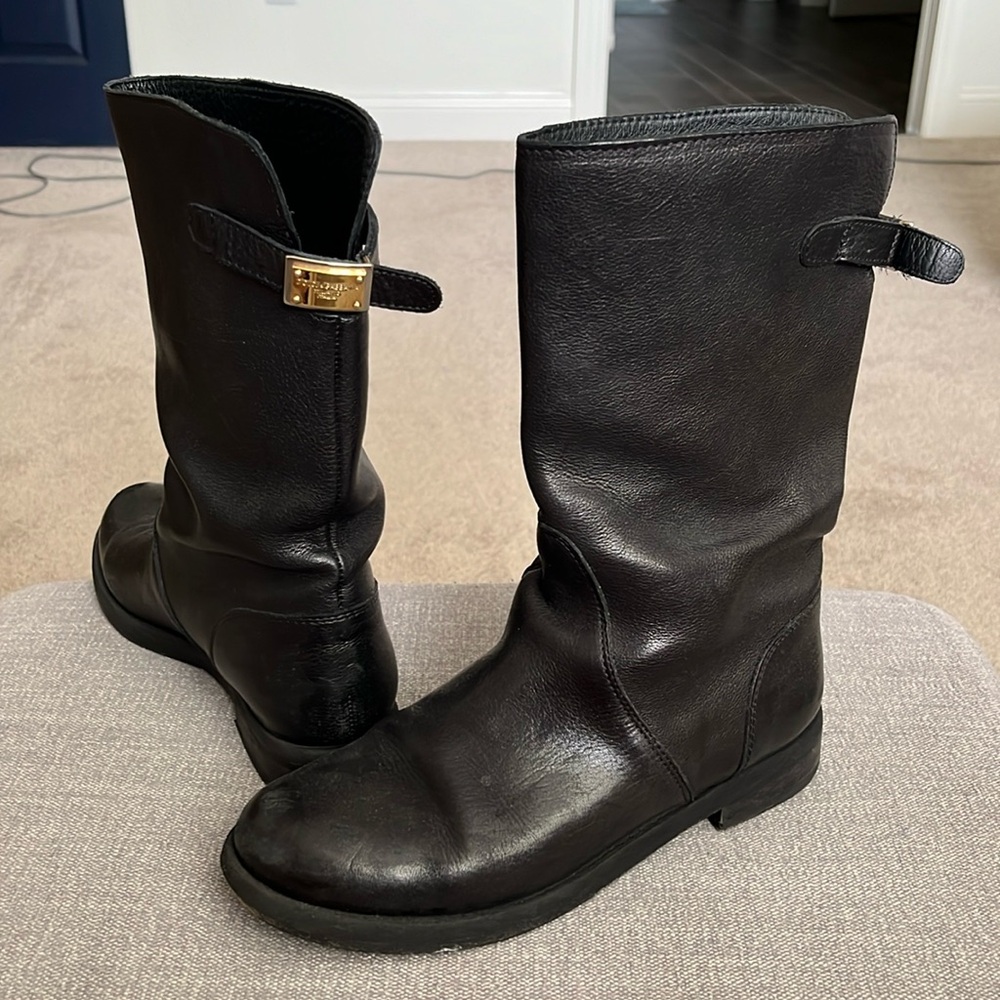 Dolce & Gabbana Black Leather Mid Calf 38.5
